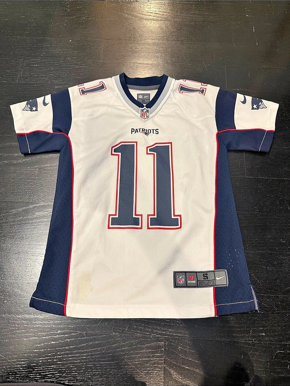 Nike New England Patriots Julian Edelman Nike Game Jersey White & Blue Small